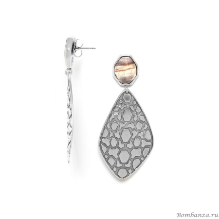 Серьги ORI TAO, Tortuga, текстурированный металл, с перламутром, OT24.1-12-30845 серебристый Серьги ORI TAO, Tortuga, текстурированный металл, с перламутром, OT24.1-12-30845 серебристый