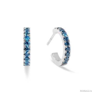 Серьги Coeur de Lion, Hoop Blue-Silver 15мм, 0146/23-0717 Серьги Coeur de Lion, Hoop Blue-Silver 15мм, 0146/23-0717