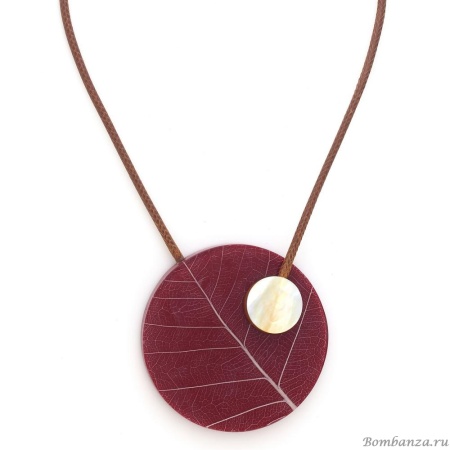 Колье Nature Bijoux, Ficus Carica, с акрилом, смолой и перламутром, NB25.2-15-43540 бордовый