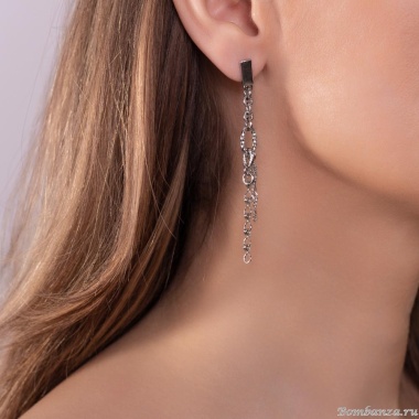 Серьги Lanzerotti, Gelido, с цепями, LZ-25.02-058 серебристый Серьги Lanzerotti, Gelido, с цепями, LZ-25.02-058 серебристый