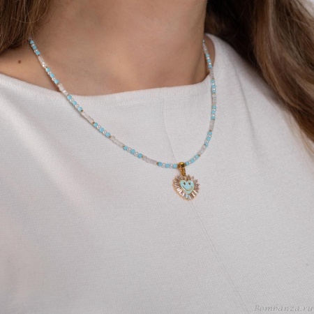 Колье Lanzerotti, Marino, магнезит, жемчуг, шпинель, кристаллы, LZ-25.06-166 голубой