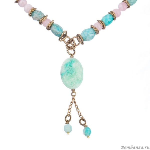 Колье Alcozer&J, с амазонитом и розовым кварцем, AL-C68AJ24-R зеленый