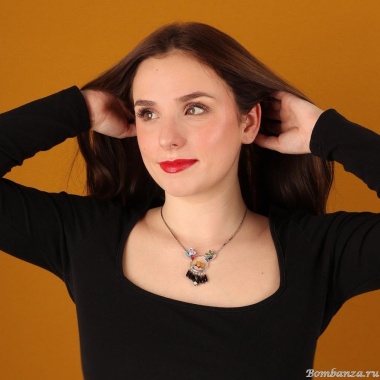 Колье TARATATA, Dans les nuages, с цветной смолой и стеклянными бусинами, TT-H24-03103-10M серебристый Колье TARATATA, Dans les nuages, с цветной смолой и стеклянными бусинами, TT-H24-03103-10M серебристый