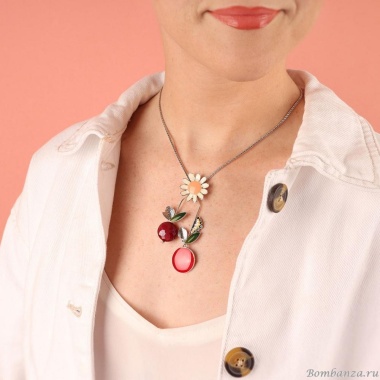 Колье TARATATA, Cocoon, с цветной смолой и стеклянной бусиной, TT-E25-03106-103 красный