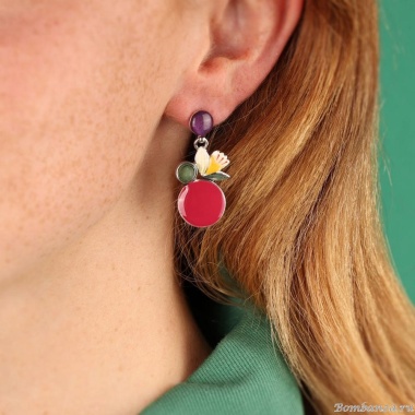 Серьги TARATATA, Jonquille, асиммеричные, смола, агат, порошок слюды, TT-W24-01905-10M серебристый