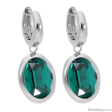 Серьги Qudo, Creole TIVOLA small S emerald, 310521 G/S Серьги Qudo, Creole TIVOLA small S emerald, 310521 G/S