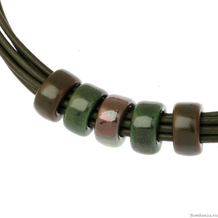 Колье By Dziubeka, NC1741 G зеленый коричневый серебристый