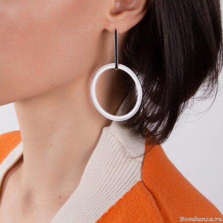 Серьги Nuance, Nuance, асимметричные, с подвесками-кольцами, NFN-23.03-045 серебристый