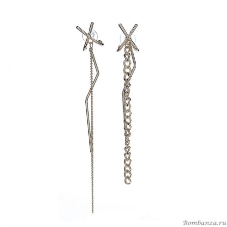 Серьги Moon Paris, Ringo, асимметричные с цепями, MR-21.06-119 золотистый