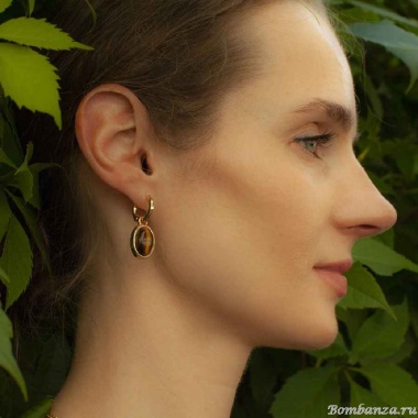 Серьги Fiore Luna, TIGER EYE, LE1203 BR/G, золотистые