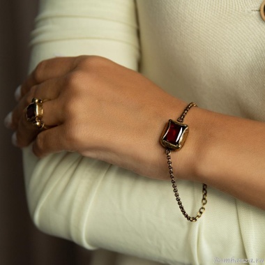 Браслет Thot Gioielli, с рейнстоуном, TG25.1-BR586 красный