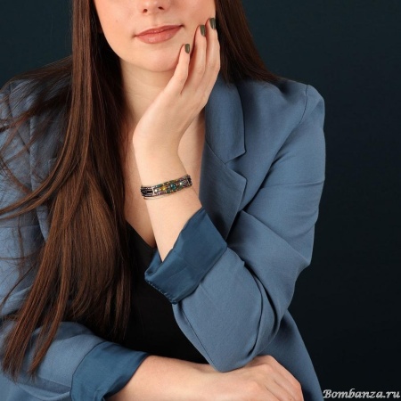 Браслет TARATATA, Chardon bleu, со стеклянными бусинами, тигровым глазом, TT-H24-09314-204 синий