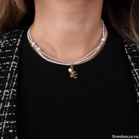 Колье Lanzerotti, Splendore, двойное, жемчуг, перламутр, цирконий, LZ-24.08-359 белый