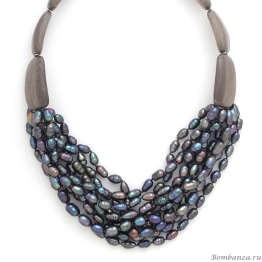 Колье Nature Bijoux, Pebble Beach, жемчуг и эбеновое дерево, NB25.2-15-43610 серый