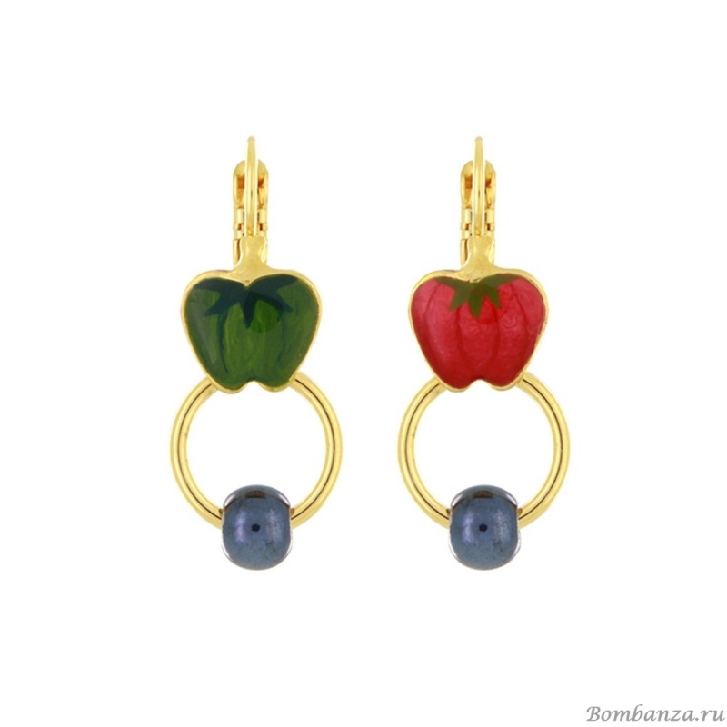 Серьги TARATATA, Paprika, асимметричные, смола, керам. бусина, TT-H25-12798-20M золотистый