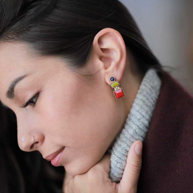 Серьги Taratata, Face a face с цветными кристаллами