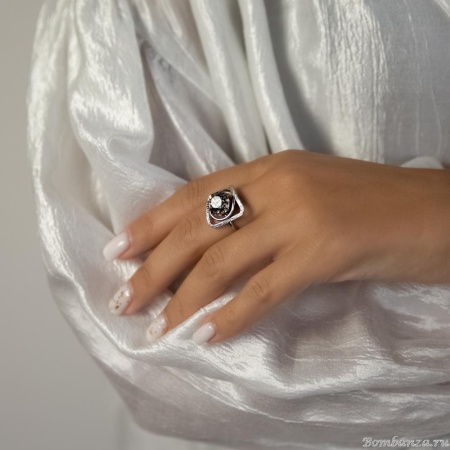 Кольцо Catherine Bijoux, Half moon, разъемное, с кристаллом, CB25.1-5352DS серебристый