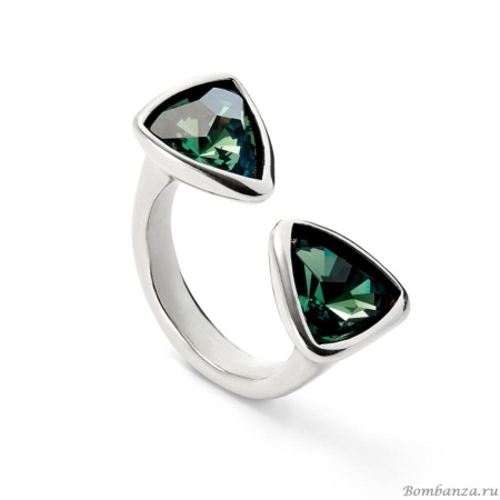 Кольцо UNOde50 Ser Camaleonica с зелеными кристаллами, с серебром ANI0834VRDMTL12
