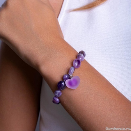 Браслет Lanzerotti, Ispirazione, аметист, подвеска-сердце, LZ-24.10-450 фиолетовый