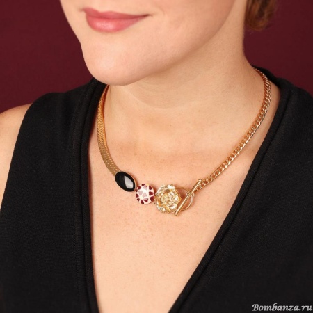 Колье TARATATA, Magnolia, цветная смола, рисунок, золотая краска, TT-H25-08113-203 красный