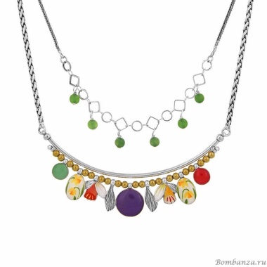 Колье TARATATA, Jonquille, смола, агат, гематит, слюдяный порошок, TT-W24-01102-10M серебристый Колье TARATATA, Jonquille, смола, агат, гематит, слюдяный порошок, TT-W24-01102-10M серебристый