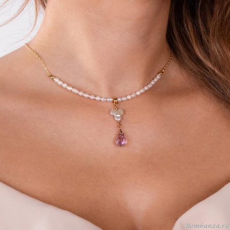 Колье Lanzerotti, Pesca, с жемчугом и кристаллом, LZ-24.05-239 белый