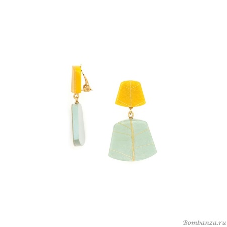 Клипсы Nature Bijoux, Rainbow ficus, с акрилом и смолой, NB25.1-11-90132 желтый