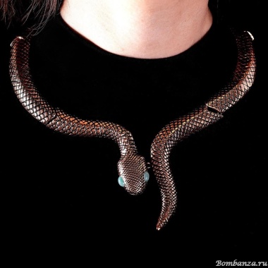 Колье Alcozer&J, змея с изумрудом, AL2411-C178CM23 золотистый