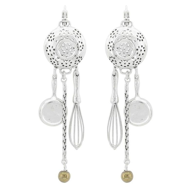 Серьги Taratata, Trois Etoiles, серебристые с подвесками