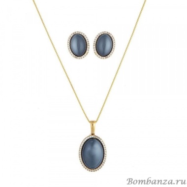 Комплект Possebon колье и серьги, Pearl Black Agate