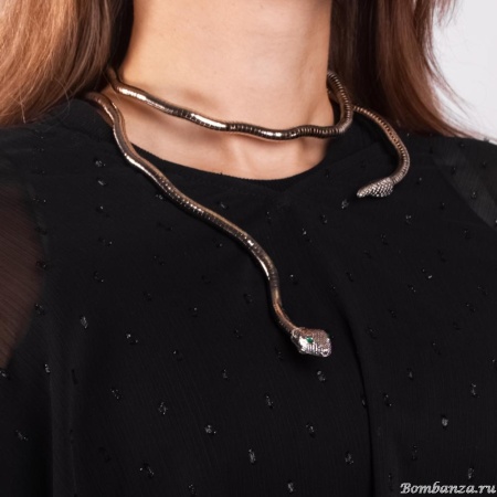 Браслет-колье Moon Paris, в форме змеи, с кристаллами, Mo-Y24.11-077 серый Браслет-колье Moon Paris, в форме змеи, с кристаллами, Mo-Y24.11-077 серый