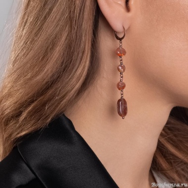 Серьги Lanzerotti, Caramello, с солнечником, LZ-24.11-487 коричневый Серьги Lanzerotti, Caramello, с солнечником, LZ-24.11-487 коричневый