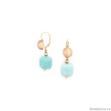 Серьги Nature Bijoux, Mississippi, с амазонитом и деревом, NB25.1-12-79966 бирюзовый