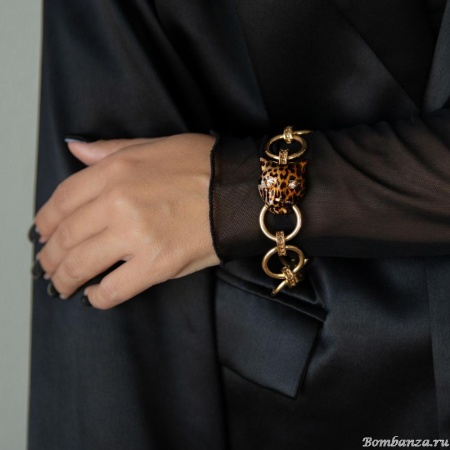 Браслет Polina Firenze, ягуар с кристаллами и эмалью, PF25.2-BR1599 коричневый