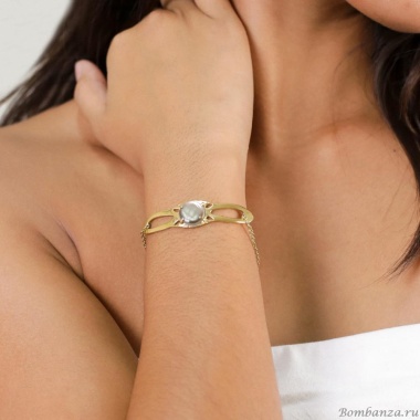 Браслет ORI TAO, Bloom, с черным перламутром, OT25.2-13-69381 золотистый