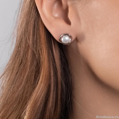 Пуссеты Moon Paris, с жемчугом, Mo-Y24.11-069 белый