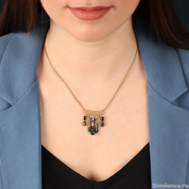 Колье TARATATA, Chardon bleu, со стеклянными бусинами, тигровым глазом, TT-H24-09113-204 синий Колье TARATATA, Chardon bleu, со стеклянными бусинами, тигровым глазом, TT-H24-09113-204 синий