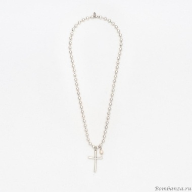 Колье Tucco, The cross, с жемчугом и подвеской-крестом, TC-TMC146 серебристый