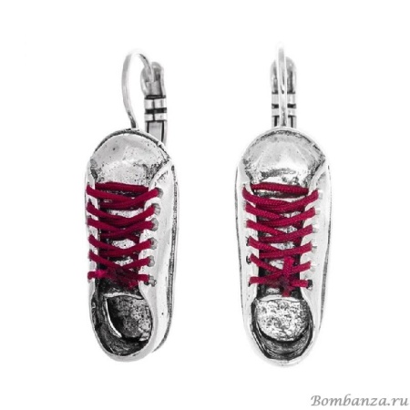 Серьги Taratata, Cours toujours, серебристые, с красным шнурком, TT-T20-50720-103