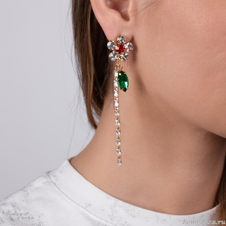 Серьги Moon Paris, Ringo Queen, в форме цветка, с кристаллами, MRQ-24.05-003 красный