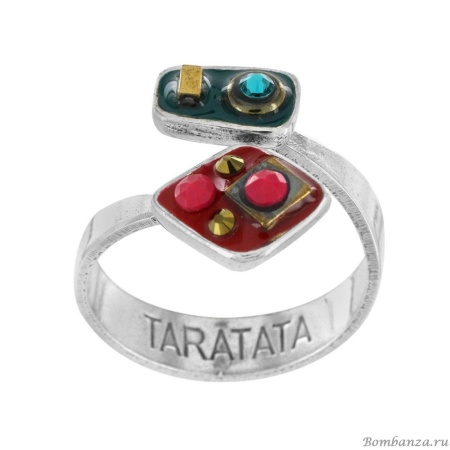 Кольцо Taratata, Pile ou face, незамкнутое, с цветной смолой, бусинами, кристаллами и стразами, TT-W22-21410-10M (серебристый)