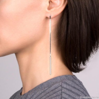 Серьги Nuance, асимметричные, с подвеской цепью, NFN-24.01-002 серебристый