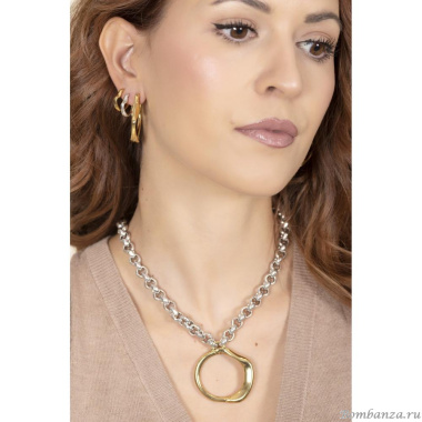 Колье Ciclon, Luz y oscuridad, с золотистой подвеской, металл, CN-230803 серебристый