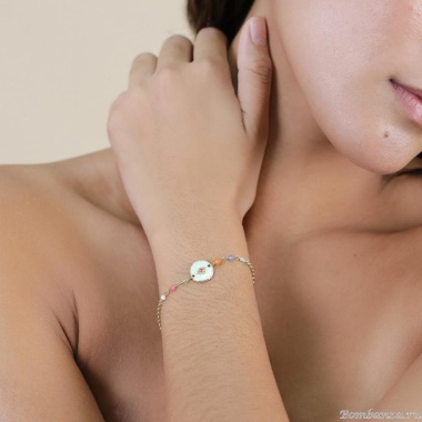 Браслет Franck Herval, Suzane, агат, жад, бусины, Swarovski, эмаль, FH25.1-13-72960 золотистый Браслет Franck Herval, Suzane, агат, жад, бусины, Swarovski, эмаль, FH25.1-13-72960 золотистый