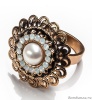Кольцо Maurizio Mori, разъемное, цветок с жемчугом по центру и кристаллами, MM-AN0618