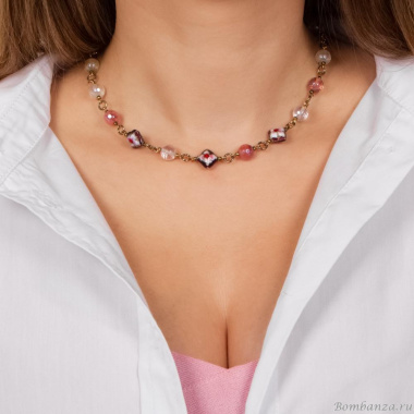 Колье Lanzerotti, Glicine, с кварцем и муранским стеклом, LZ-24.04-189 розовый