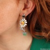 Серьги TARATATA, Tapette, асимметрия, с цветной смолой и  бусинами, TT-T23-01910-10M серебристый Серьги TARATATA, Tapette, асимметрия, с цветной смолой и  бусинами, TT-T23-01910-10M серебристый