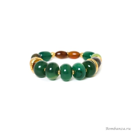 Браслет Nature Bijoux, Agate verde, стрейч, с агатом и жадом, NB23.2-13-43270 зеленый