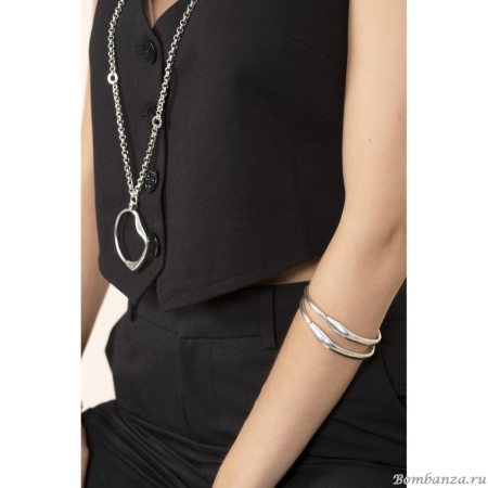 Браслет Ciclon, Sol y luna, два обруча, металл, CN-232101 серебристый, 6,5см