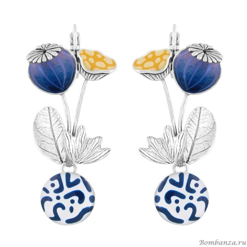 Серьги TARATATA, Opium, с цветной смолой и рисунком, TT-H25-11794-104 синий